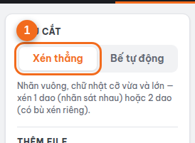 Chọn "Xén thẳng" ở đầu cột trái