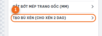 Bấm tiêu đề "Tạo bù xén (cho xén 2 dao)" để mở mục