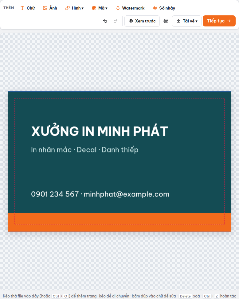 Khung đỏ nét đứt là đường xén, khung xanh là mép bù xén