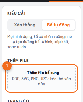 Ô "Thêm file" ở cột trái để bổ sung file